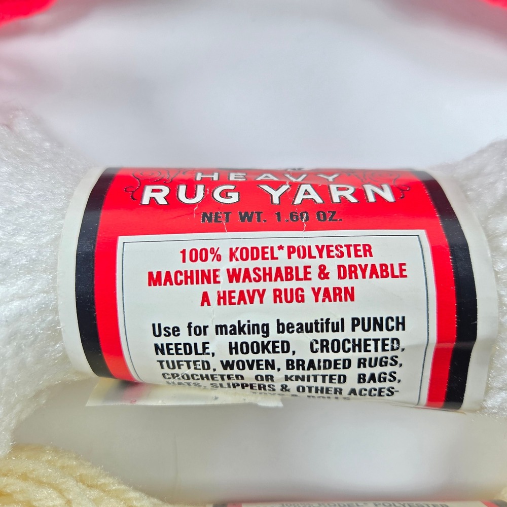 Vintage Aunt Lydia's Heavy Rug Yarn Lot 5 Skeins Red Green White Natural - Picture 8 of 12